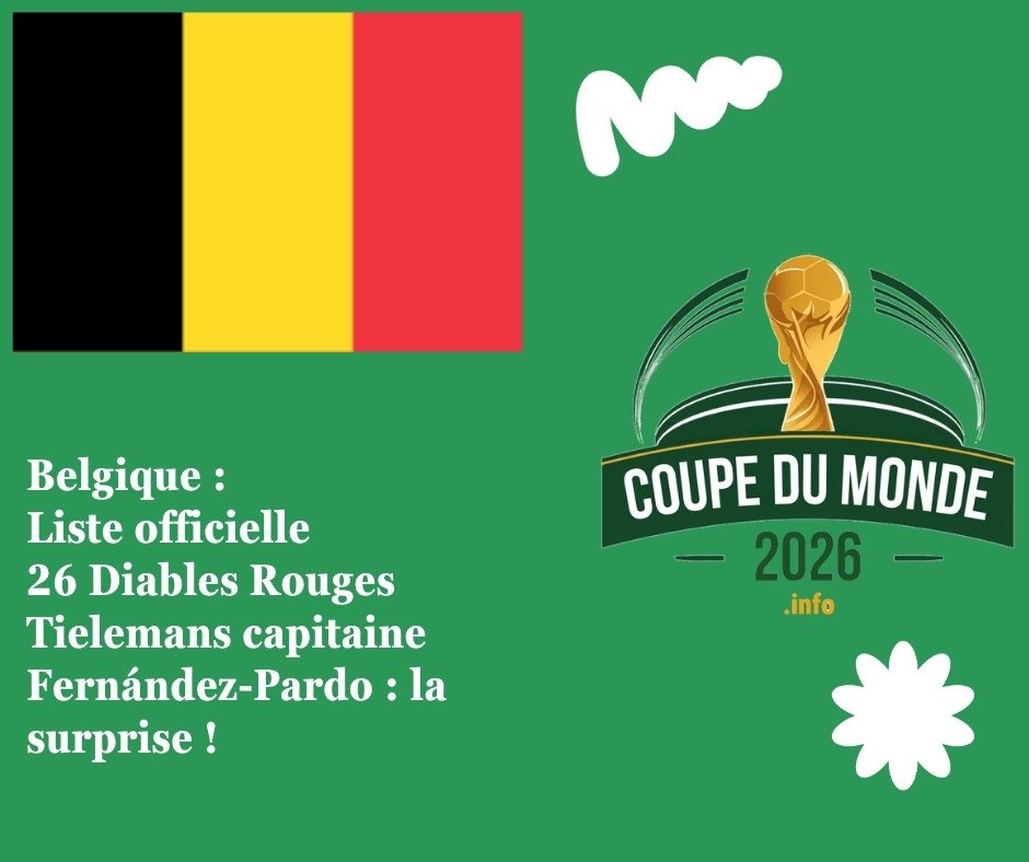 Belgique CDM 2026 : Rudi Garcia dévoile ses 26 — Tielemans capitaine, Fernández-Pardo la surprise