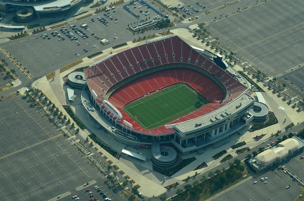 Vue aérienne de l'Arrowhead Stadium à Kansas City, Missouri – Coupe du Monde 2026
